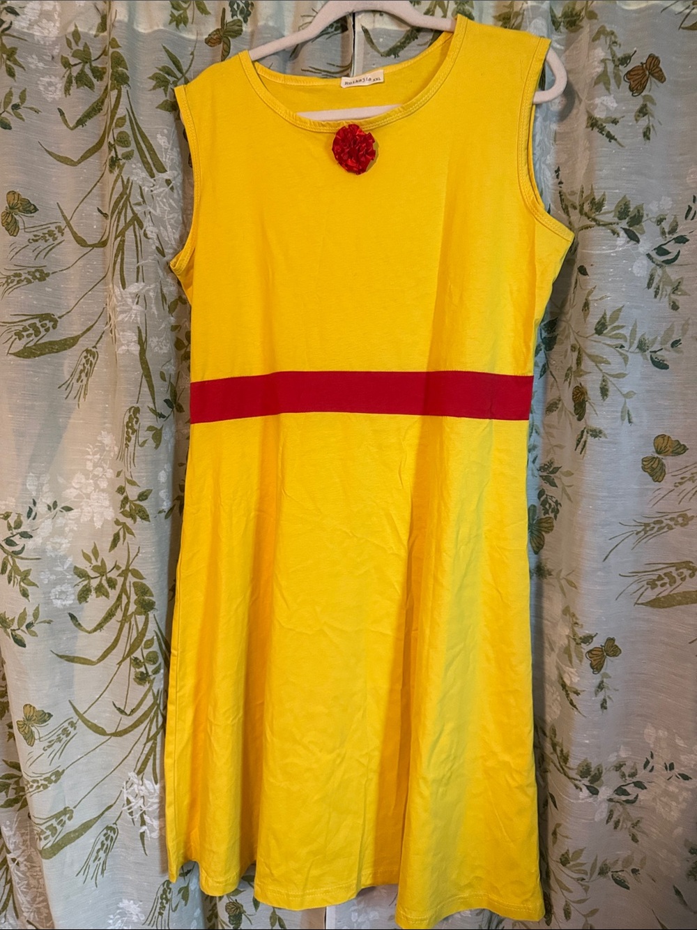 Girls' Yellow Sleeveless Dress with Red Waistband - Brand:Ruikajia xxl ex Disney